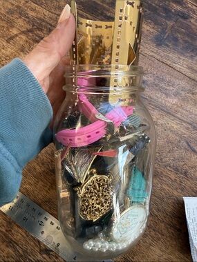 Mystery estate jewelry jar all wearable with sterling silver pieces